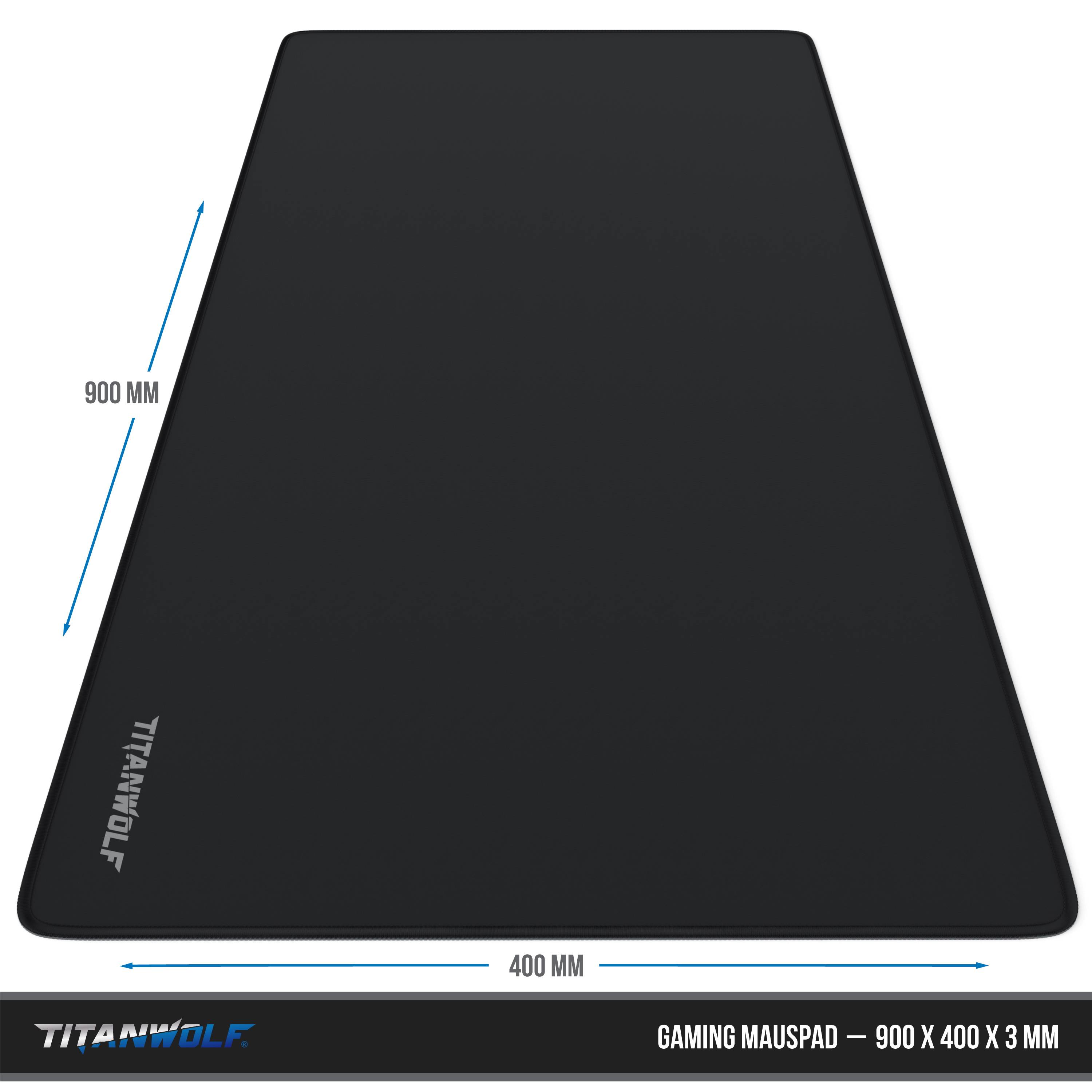 Titanwolf Gaming Mauspad, 900 x 400mm XXL Mousepad, verbessert Präzision & Geschwindigkeit, Titanwolf Schrift