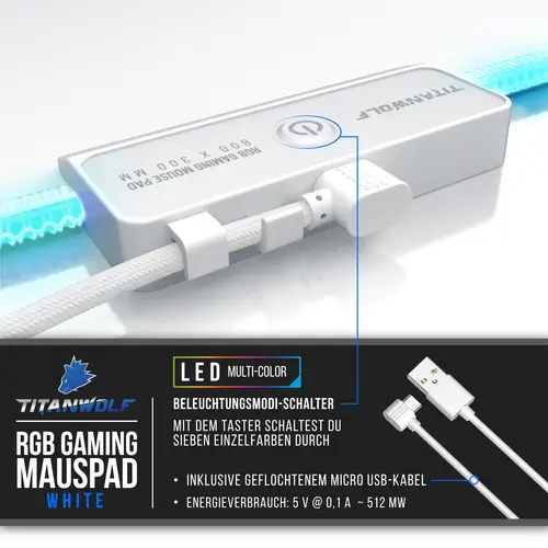 TITANWOLF - RGB Gaming Mauspad - LED Schreibtischunterlage - 900x400 mm Übergröße - XXL Mousepad - LED Multi Color - 11 Beleuchtungs-Modi TITANWOLF - RGB Gaming Mauspad - LED Schreibtischunterlage - 900x400 mm Übergröße - XXL Mousepad - LED Multi Color - 11 Beleuchtungs-Modi