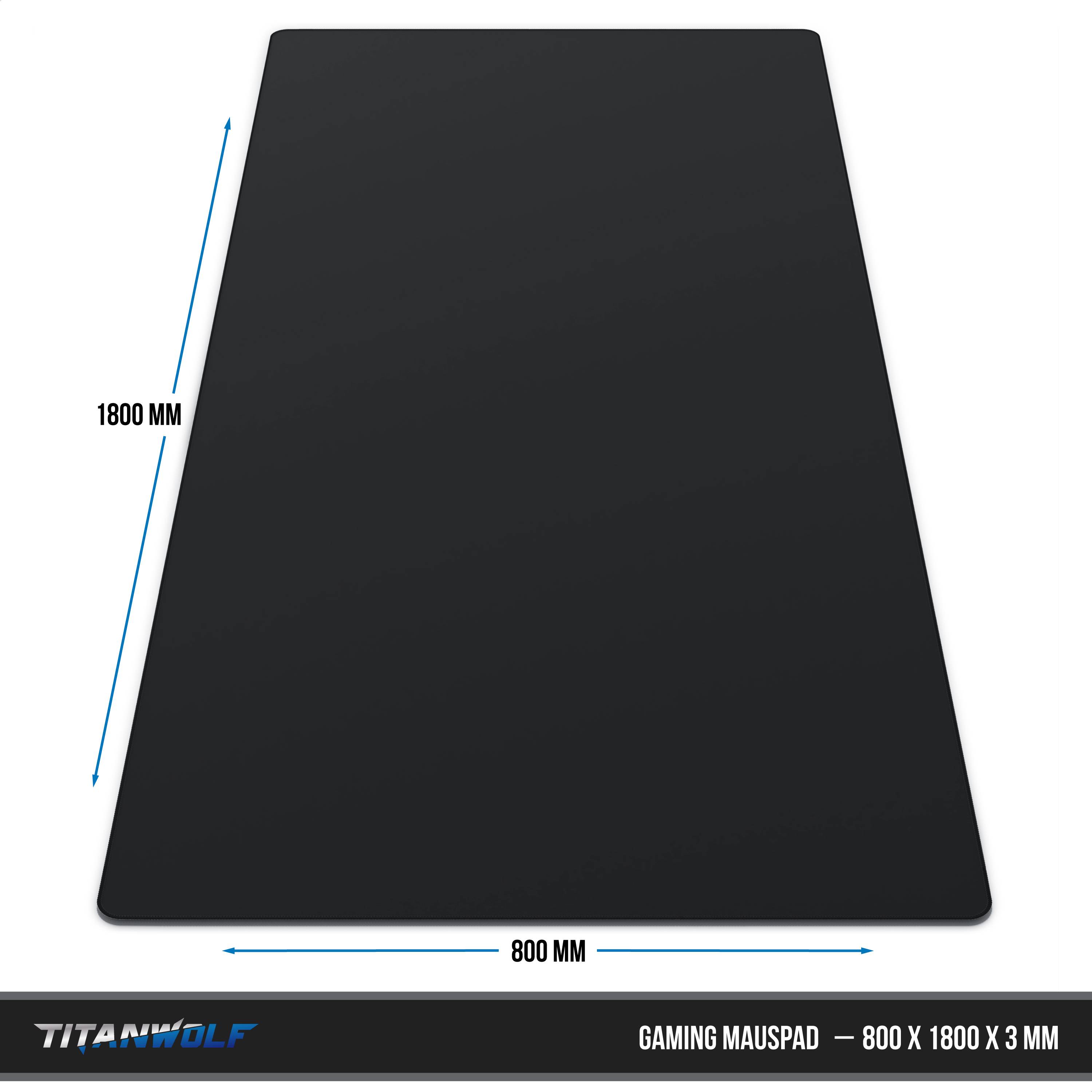 Titanwolf XXXL Übergröße Mauspad 1800 x 800 mm, XXXL Großformat, Schreibtischunterlage, gummierte Rückseite, rutschfest und abwaschbar, Gaming
