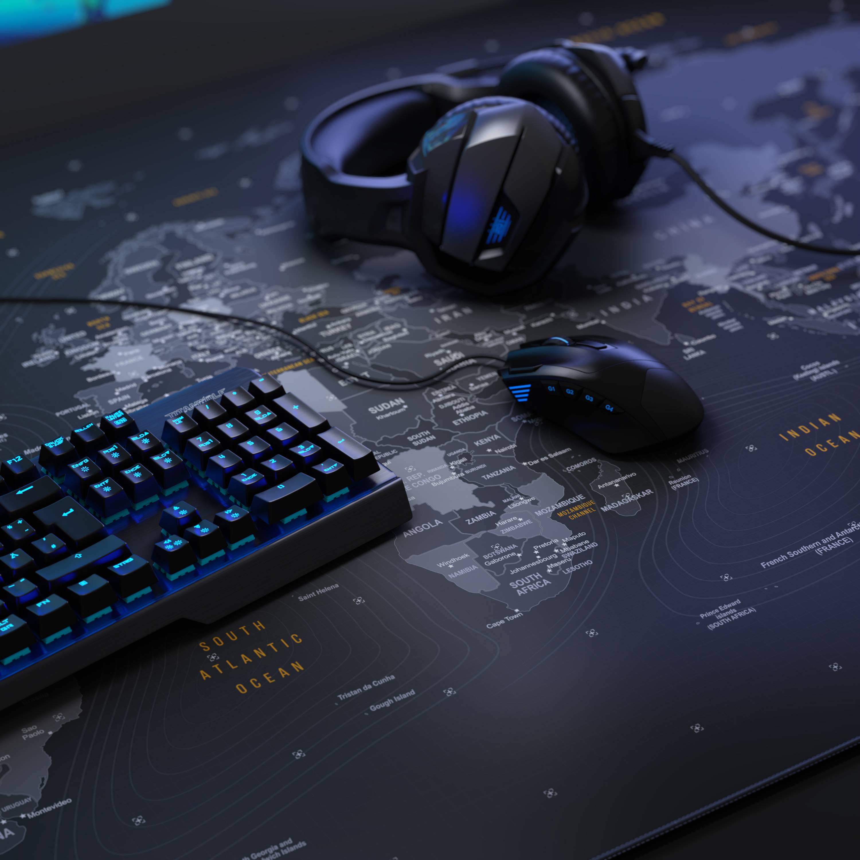 Titanwolf XXXL Übergröße Mauspad 1500x800mm, XXXL Großformat, Schreibtischauflage, gummierte Rückseite, rutschfest und abwaschbar, Gaming, Präzi