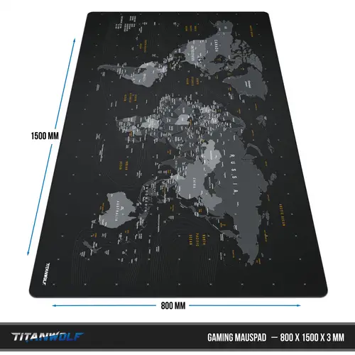 Titanwolf XXXL Übergröße Mauspad 1500x800mm, XXXL Großformat, Schreibtischauflage, gummierte Rückseite, rutschfest und abwaschbar, Gaming, Präzi Titanwolf XXXL Übergröße Mauspad 1500x800mm, XXXL Großformat, Schreibtischauflage, gummierte Rückseite, rutschfest und abwaschbar, Gaming, Präzi