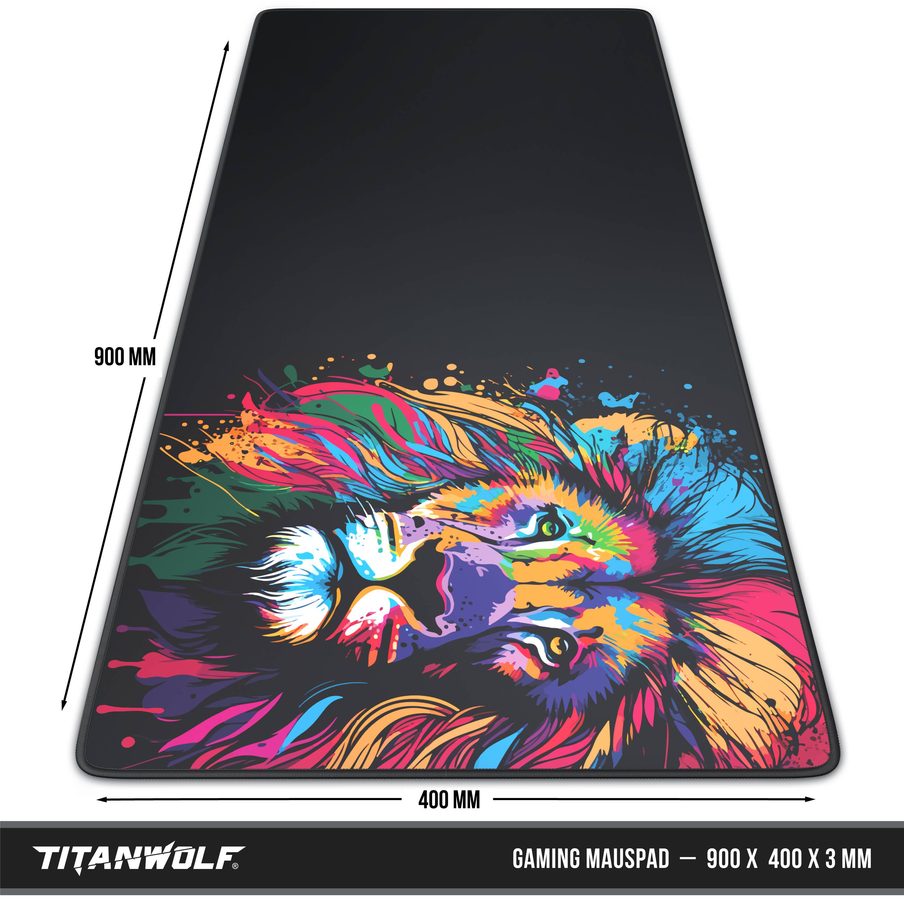 Titanwolf XXL Speed Gaming Mauspad Titanwolf Schwarz 900 x 400mm, XXL Mousepad, Tischunterlage Large Size, verbessert Präzision und Geschwindigkeit