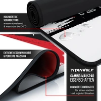 Titanwolf XXL Speed Gaming Mauspad Titanwolf Schwarz 900 x 400mm, XXL Mousepad, Tischunterlage Large Size, verbessert Präzision und Geschwindigkeit Titanwolf XXL Speed Gaming Mauspad Titanwolf Schwarz 900 x 400mm, XXL Mousepad, Tischunterlage Large Size, verbessert Präzision und Geschwindigkeit