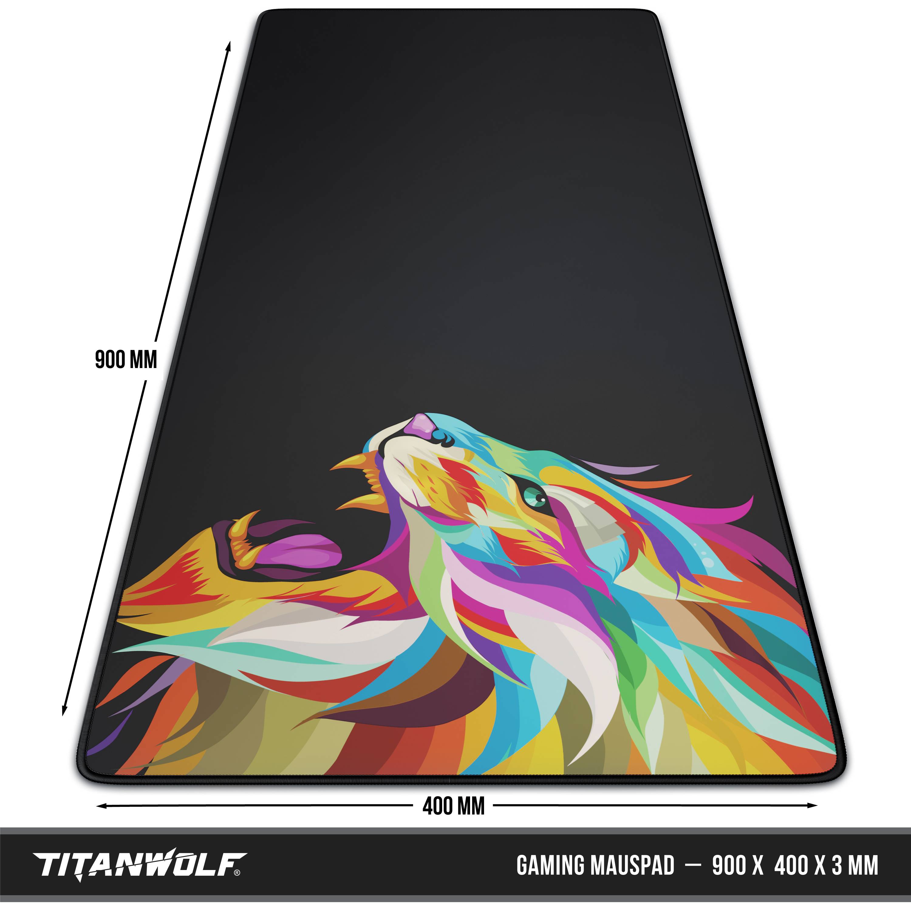 Titanwolf XXL Speed Gaming Mauspad Titanwolf Schwarz 900 x 400mm, XXL Mousepad, Tischunterlage Large Size, verbessert Präzision und Geschwindigkeit