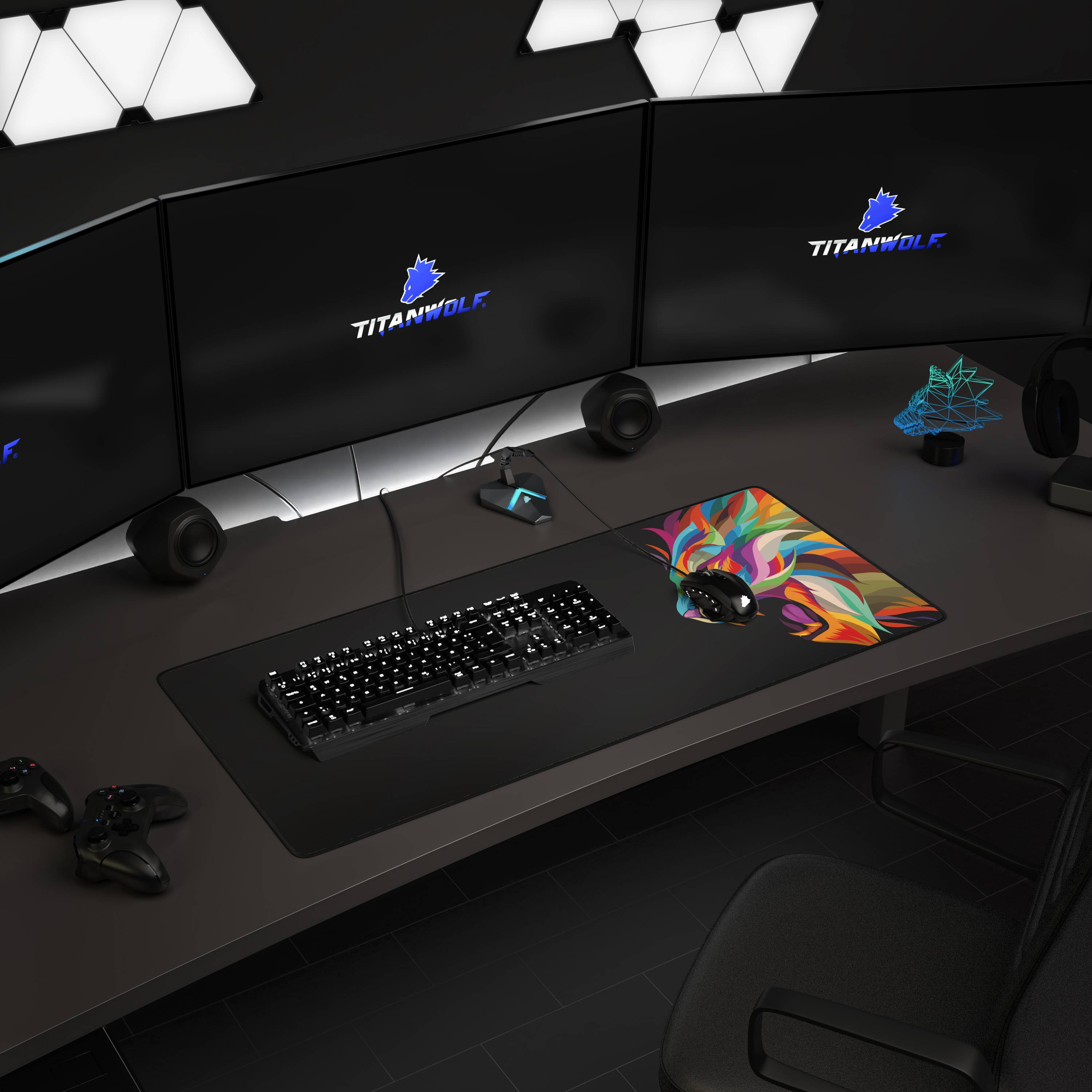 Titanwolf XXL Speed Gaming Mauspad Titanwolf Schwarz 900 x 400mm, XXL Mousepad, Tischunterlage Large Size, verbessert Präzision und Geschwindigkeit