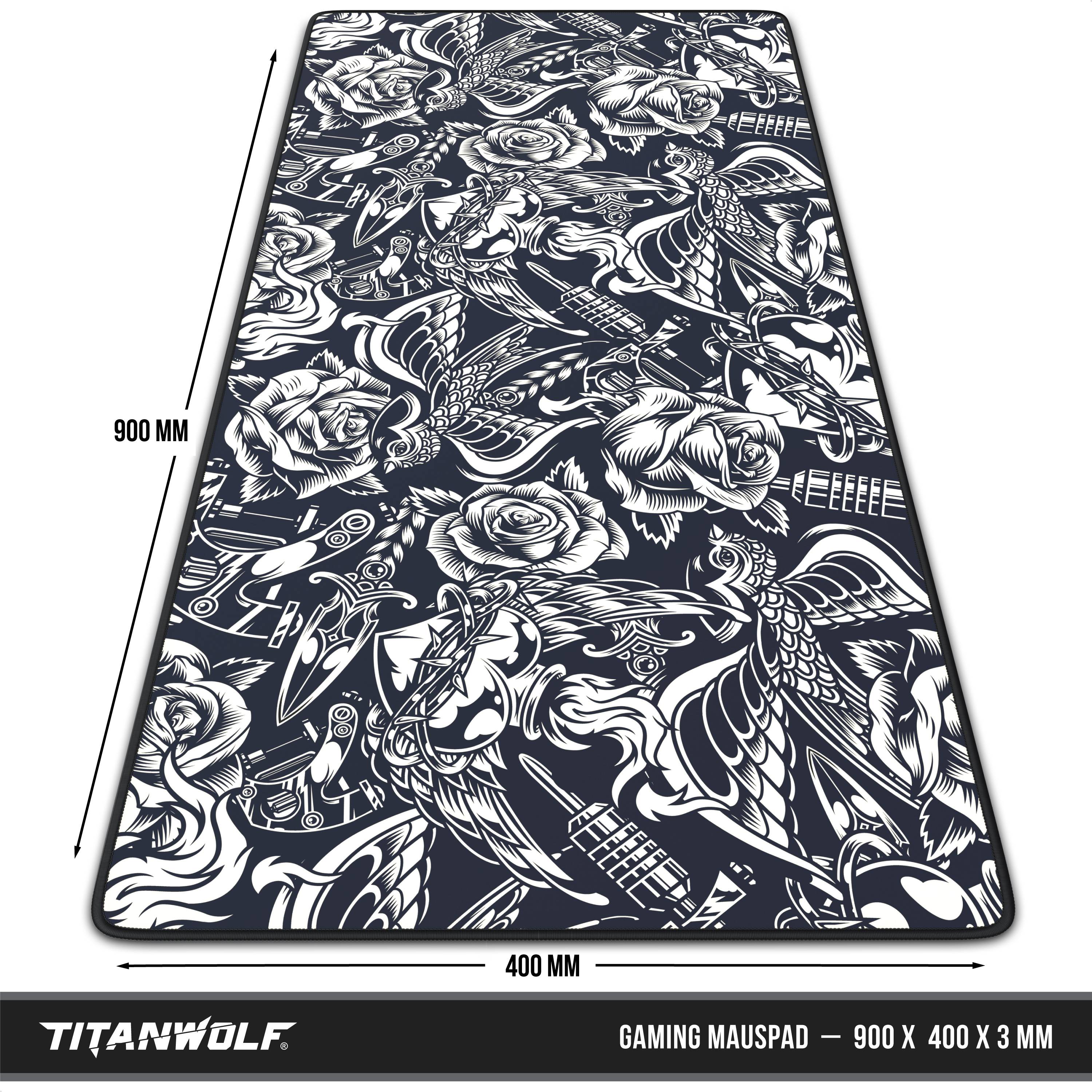 Titanwolf XXL Speed Gaming Mauspad Titanwolf Schwarz 900 x 400mm, XXL Mousepad, Tischunterlage Large Size, verbessert Präzision und Geschwindigkeit