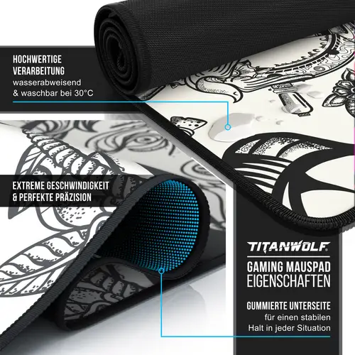 Titanwolf XXL Speed Gaming Mauspad Titanwolf Schwarz 900 x 400mm, XXL Mousepad, Tischunterlage Large Size, verbessert Präzision und Geschwindigkeit Titanwolf XXL Speed Gaming Mauspad Titanwolf Schwarz 900 x 400mm, XXL Mousepad, Tischunterlage Large Size, verbessert Präzision und Geschwindigkeit