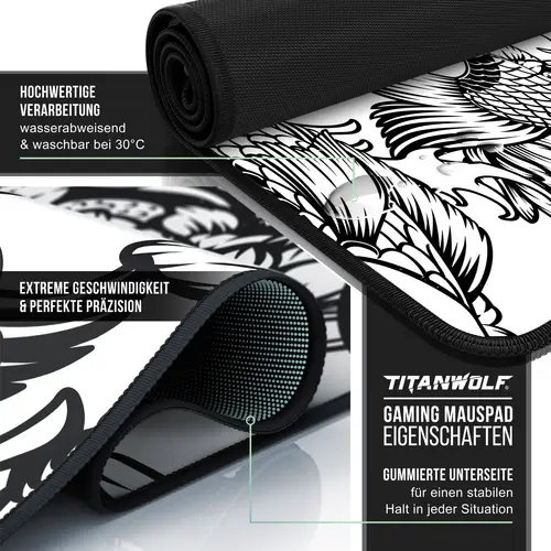 Titanwolf XXL Speed Gaming Mauspad Titanwolf Schwarz 900 x 400mm, XXL Mousepad, Tischunterlage Large Size, verbessert Präzision und Geschwindigkeit Titanwolf XXL Speed Gaming Mauspad Titanwolf Schwarz 900 x 400mm, XXL Mousepad, Tischunterlage Large Size, verbessert Präzision und Geschwindigkeit