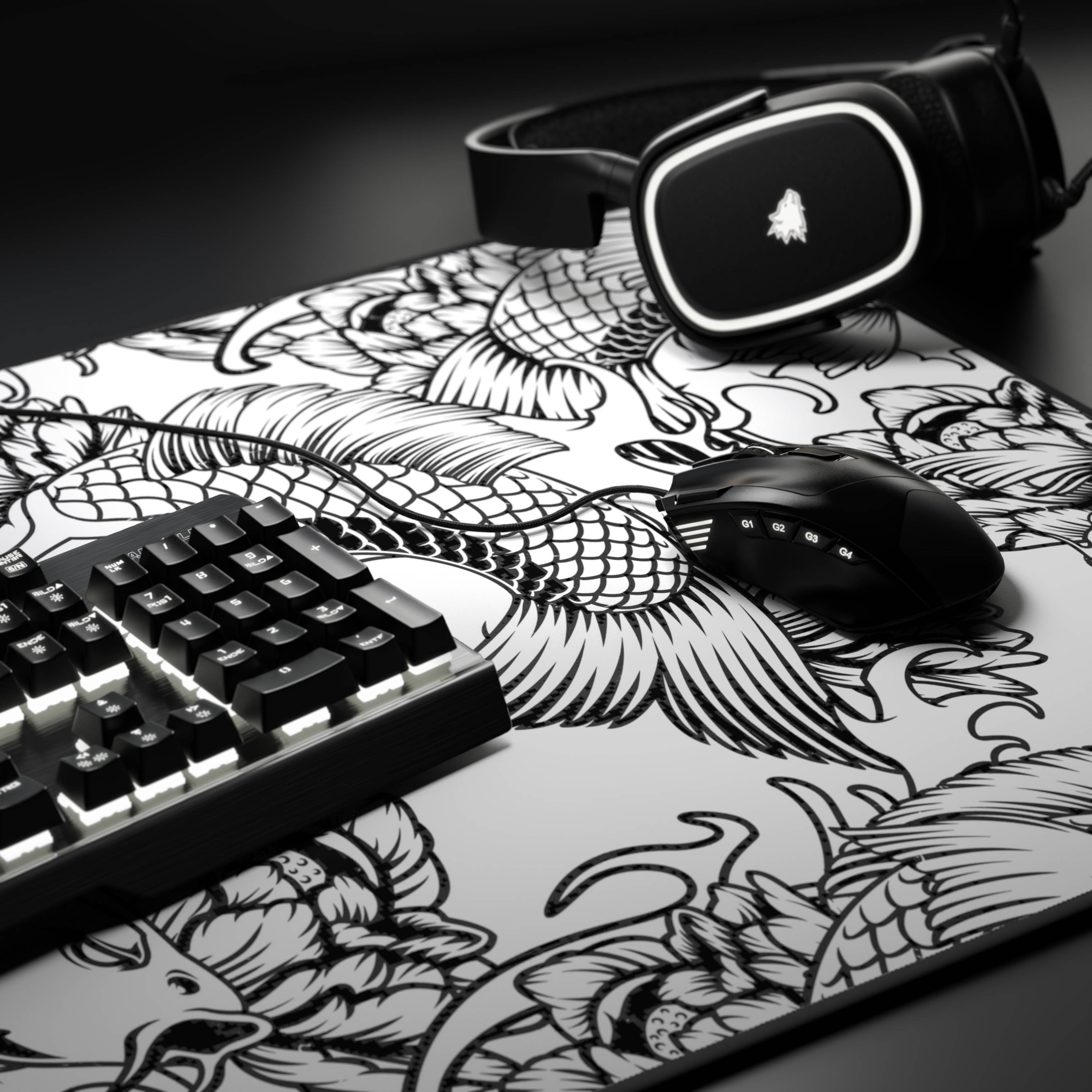Titanwolf XXL Speed Gaming Mauspad Titanwolf Schwarz 900 x 400mm, XXL Mousepad, Tischunterlage Large Size, verbessert Präzision und Geschwindigkeit