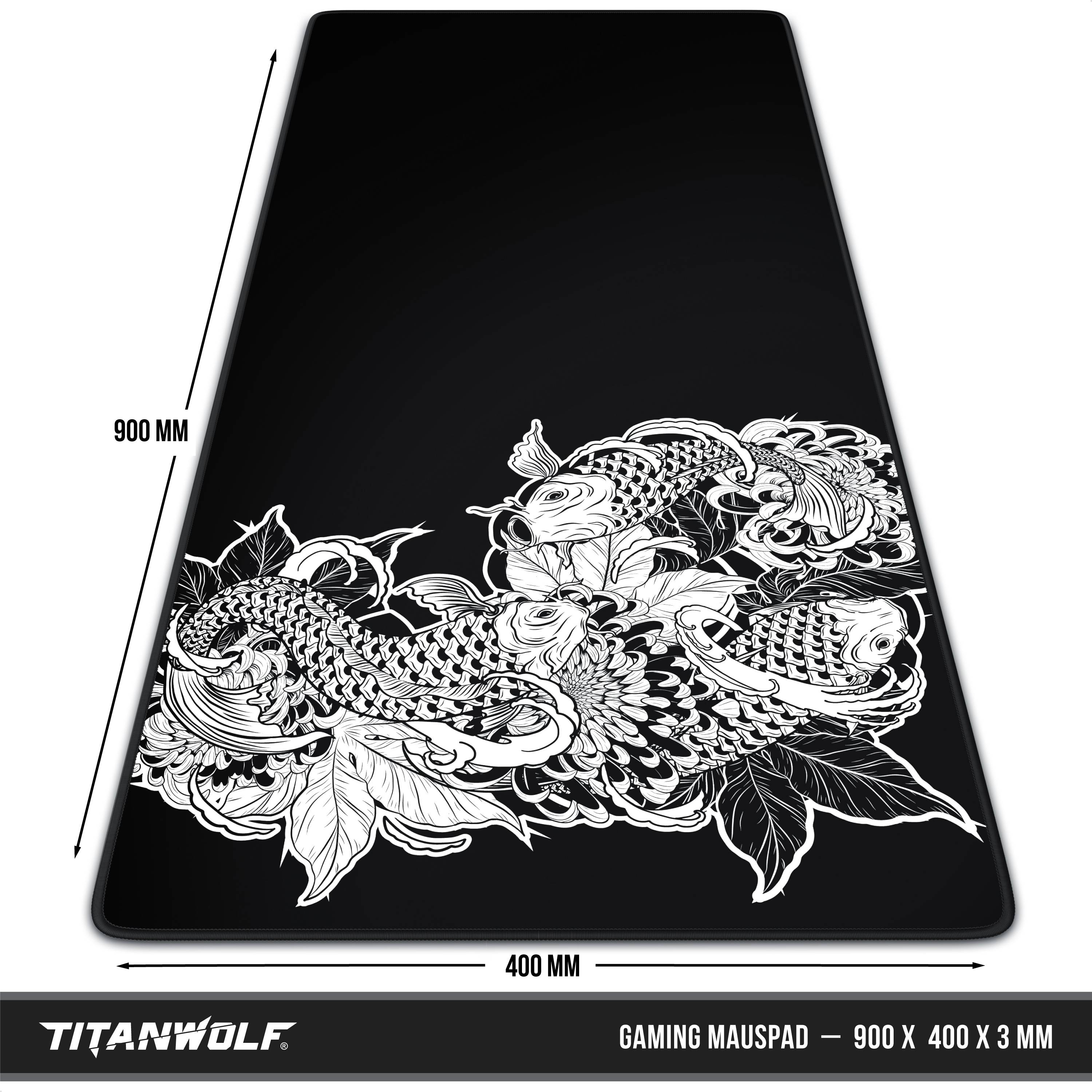 Titanwolf XXL Speed Gaming Mauspad Titanwolf Schwarz 900 x 400mm, XXL Mousepad, Tischunterlage Large Size, verbessert Präzision und Geschwindigkeit