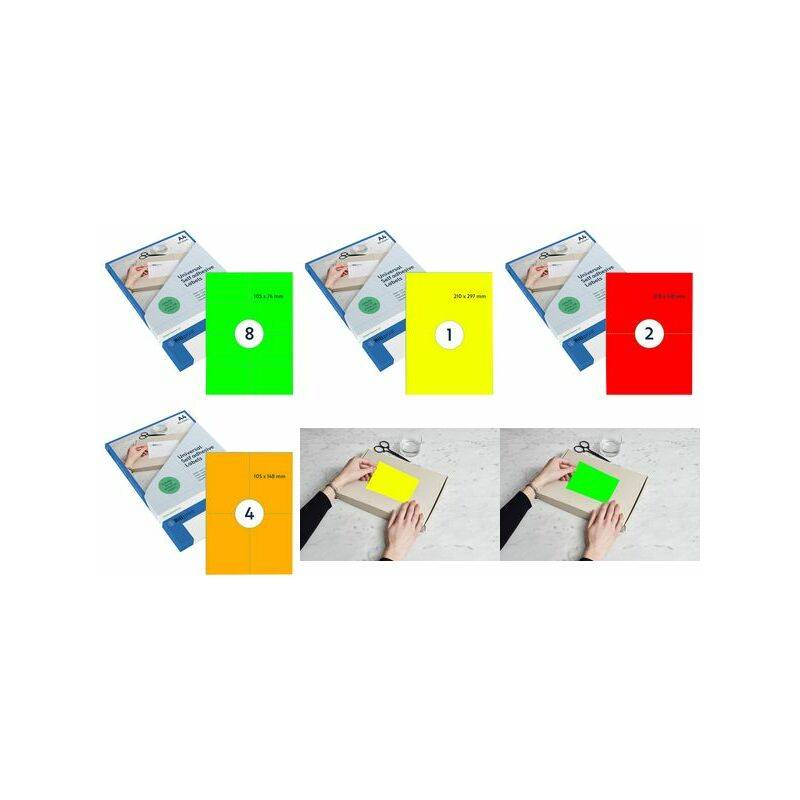 rillprint Fluoreszierende Etiketten, 105 x 74 mm, rot