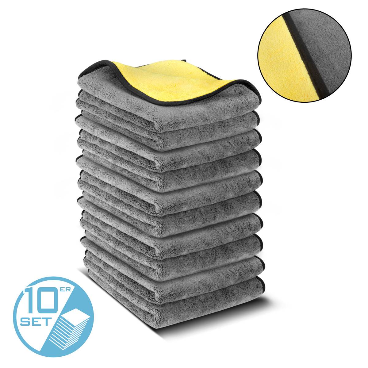 STAHLWERK Mikrofaser-Handtuch 10er Set doppelseitig 40 x 40 cm 600 gsm