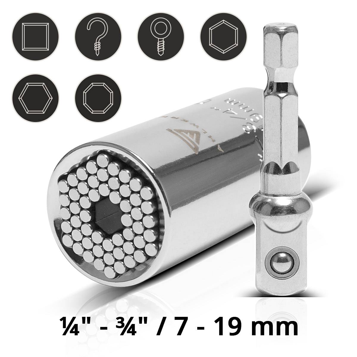STAHLWERK 3 x Universal-Steckschlüssel 7-19 mm Multifunktionsnuss für 3/8"