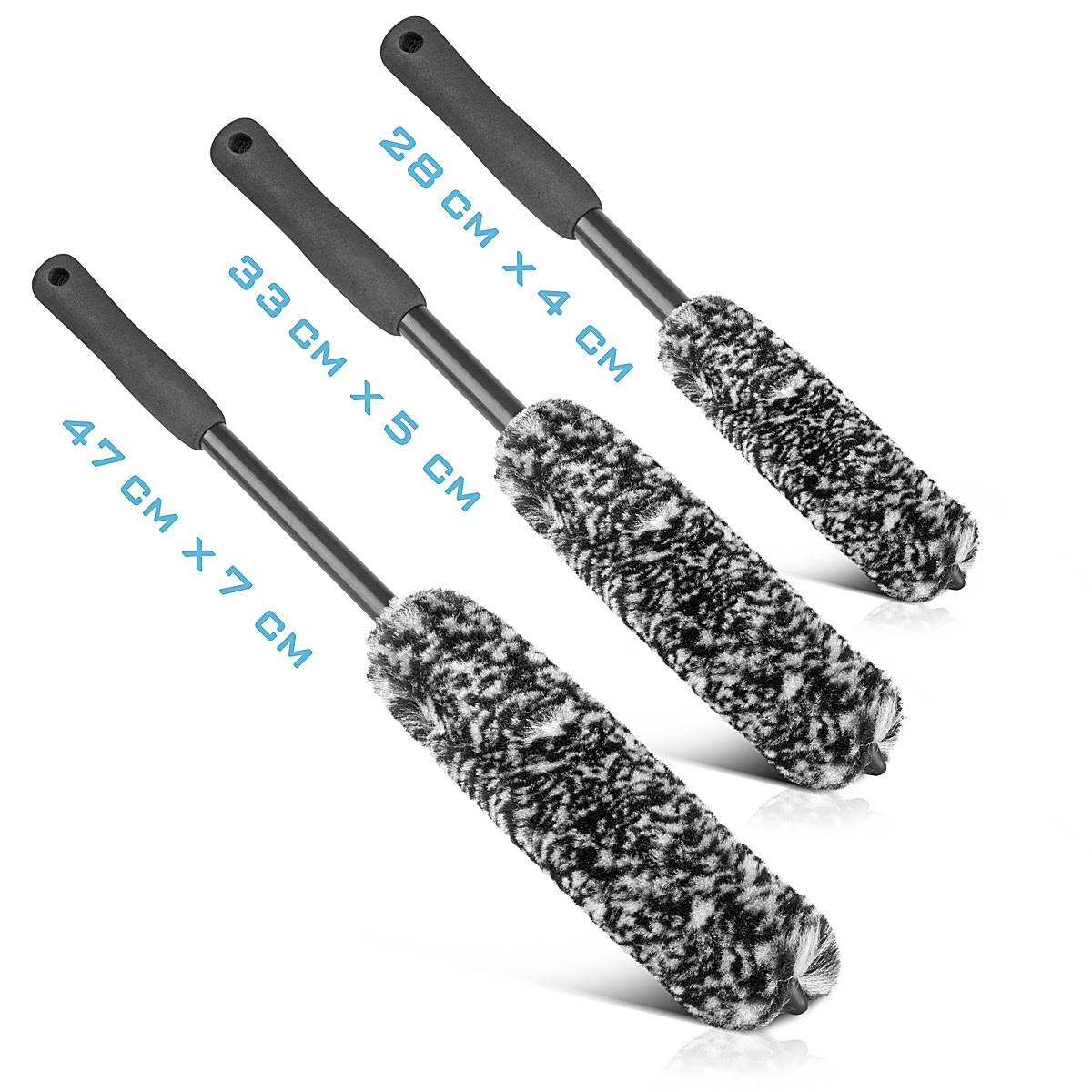 STAHLWERK Felgenbürste 3er Set Autoreinigungsbürste Radbürste Autowaschbürste