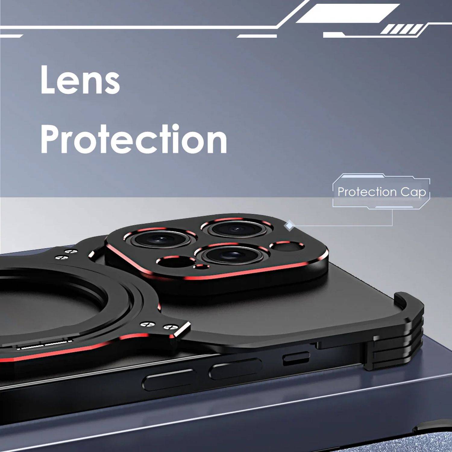 Für Apple iPhone 15 Luxus Rahmen Metall Magsafe Case Hülle Schwarz Rot