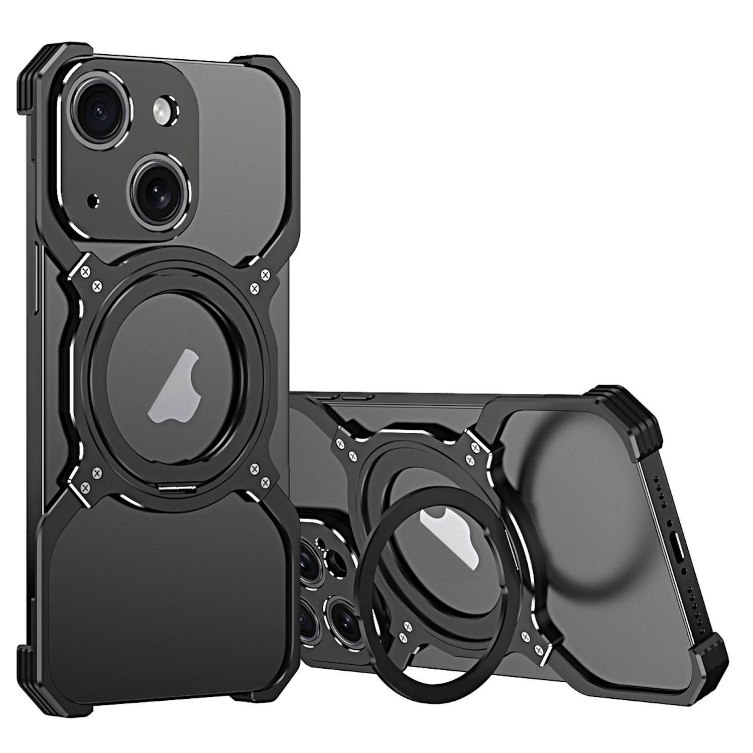 Für Apple iPhone 15 Luxus Rahmen Metall Magsafe Case Hülle Schwarz