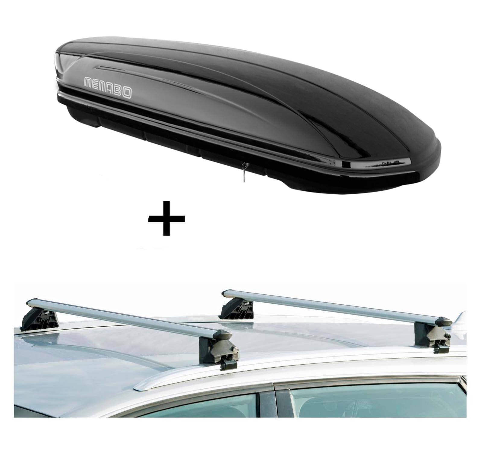 VDP Dachbox MAA 400 Liter + Relingträger CRV120A kompatibel mit für Lada 111 Kombi ab 98