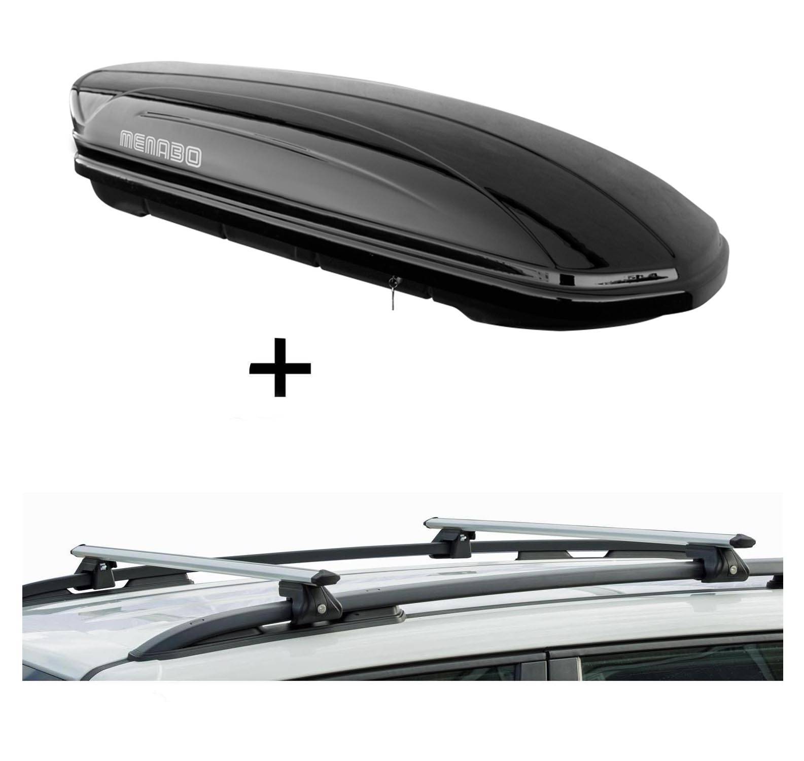 VDP Dachbox MAA 400 Liter + Relingträger CRV135 kompatibel mit für Mercedes Classe E Kombi 85-95