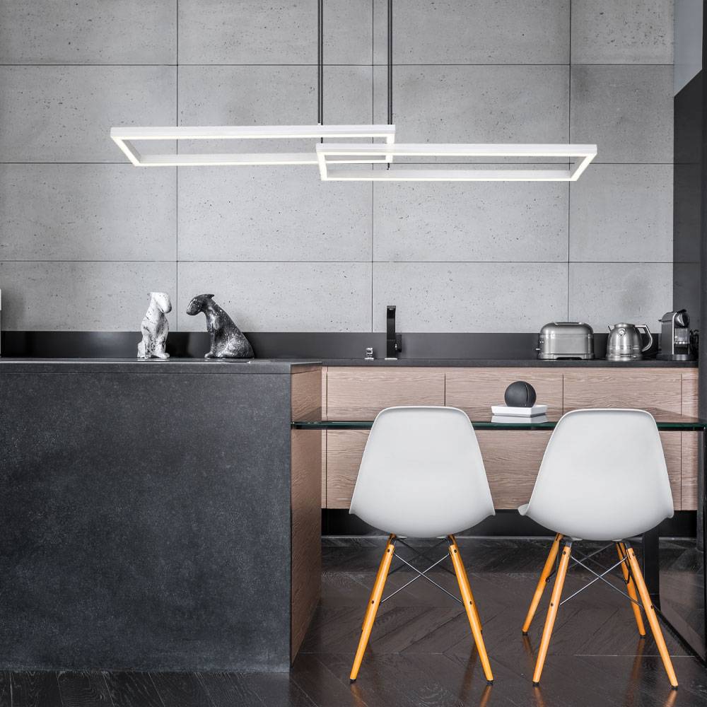 Hängelampe Wohnzimmerlampe Pendelleuchte Deckenlampe Esszimmerleuchte, Metall Kunststoff silber, Fernbedienung dimmbar RGB LED Rainbow Effekt, 1x