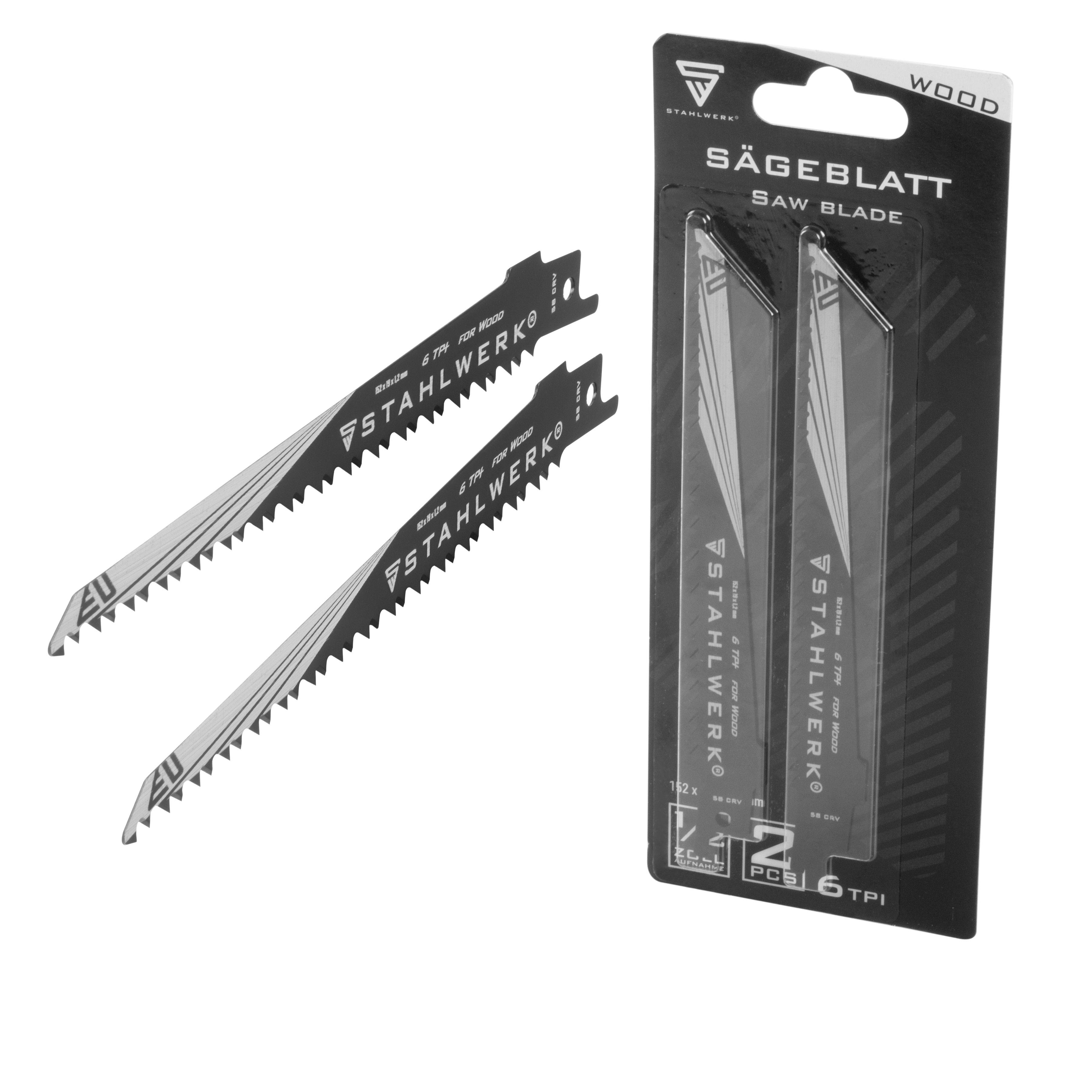STAHLWERK Holz-Sägeblatt 6er Set 150 x 19 x 1,2 mm für Sägen 1/2 Zoll Aufnahme