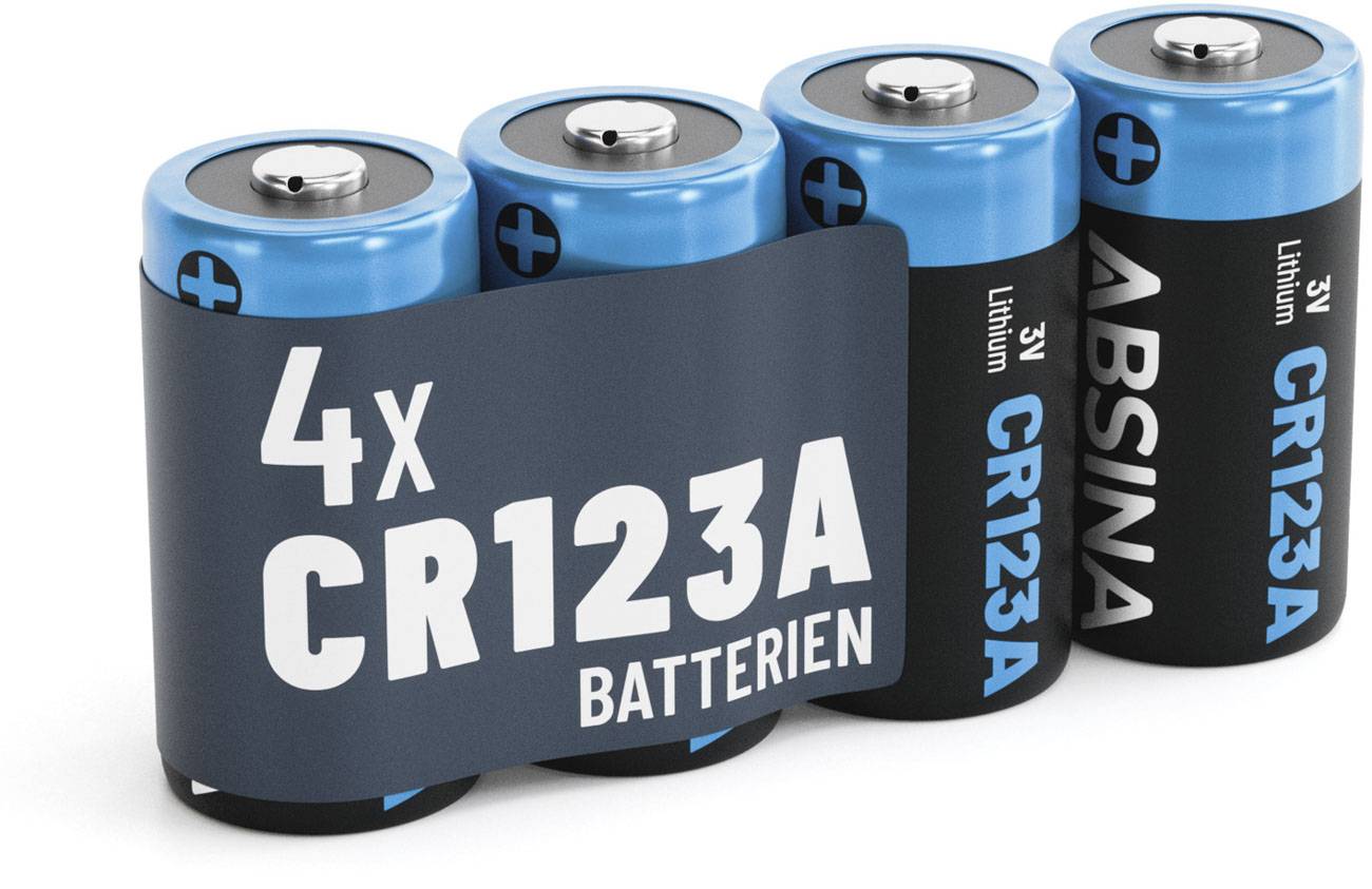 4x Absina CR123A Lithium Batterie 3V 1300 mAh – 4er Blister – Blisterware