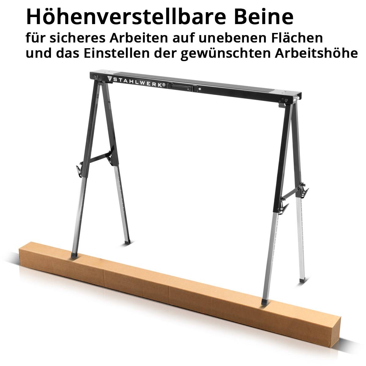 STAHLWERK Sägebock 2er Set 150 kg höhenverstellbar 645 - 910 mm Arbeitsbock
