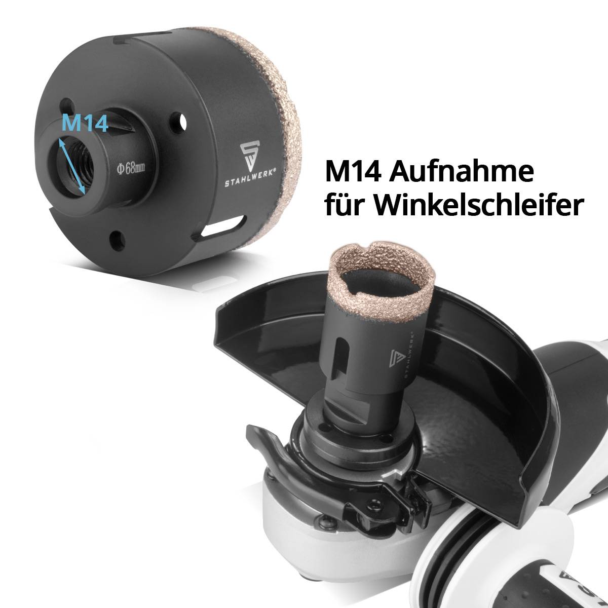STAHLWERK Diamant-Bohrkronen 10er Set 6-68 mm M14 für Winkelschleifer