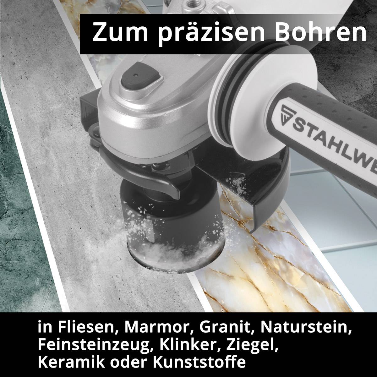 STAHLWERK Diamant-Bohrkronen 10er Set 6-68 mm M14 für Winkelschleifer