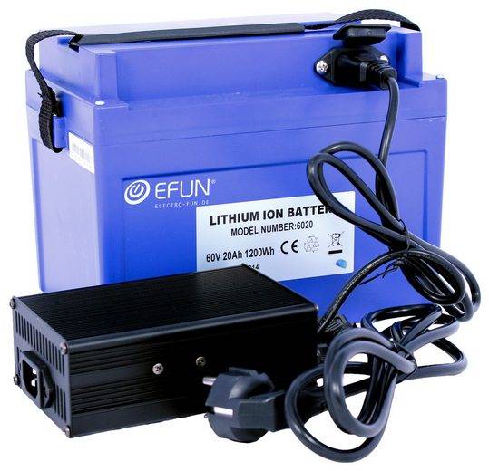 Li-Ion Akku 60 Volt 20 Ah für Elektromobile, Seniorenmobile und mehr inkl. Ladegerät