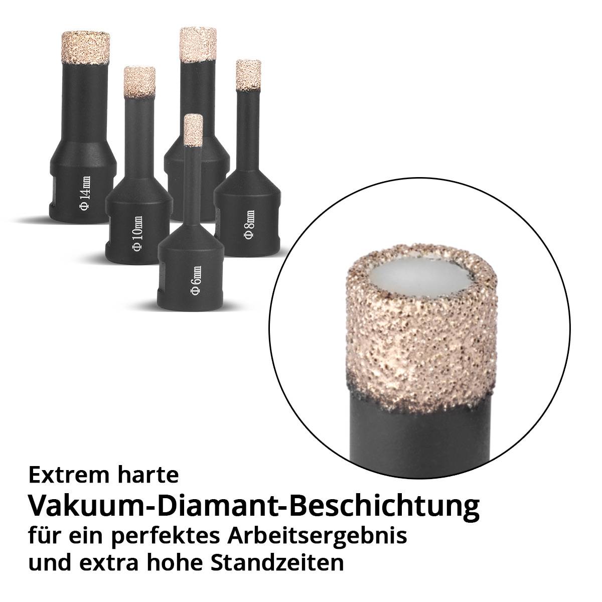 STAHLWERK Diamant-Bohrkronen 5er Set 6-14 mm M14 für Winkelschleifer