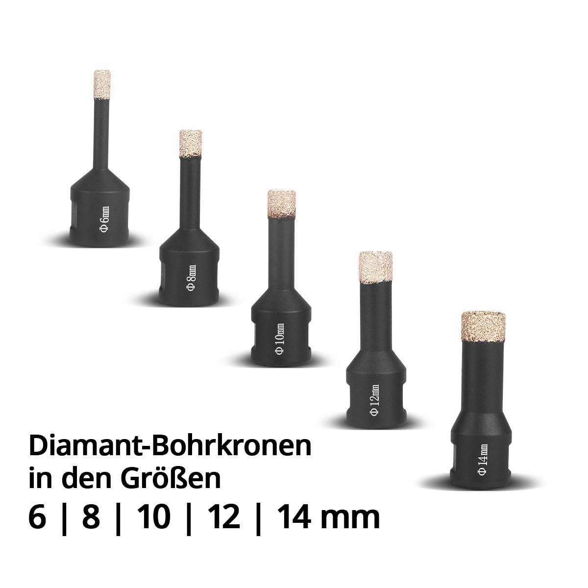 STAHLWERK Diamant-Bohrkronen 5er Set 6-14 mm M14 für Winkelschleifer