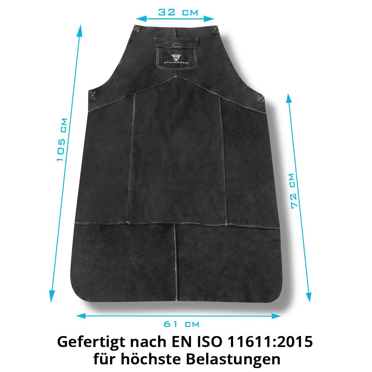 STAHLWERK Schweißerschürze Schwarz Aus Hochwertigem Spaltleder