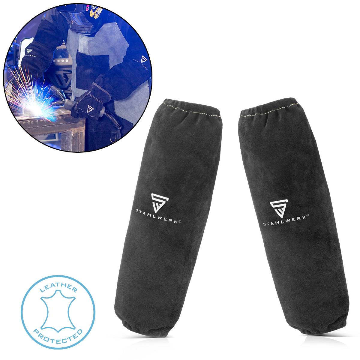STAHLWERK Schweißerärmel mit elastischem Bund aus hochwertigem Spaltleder
