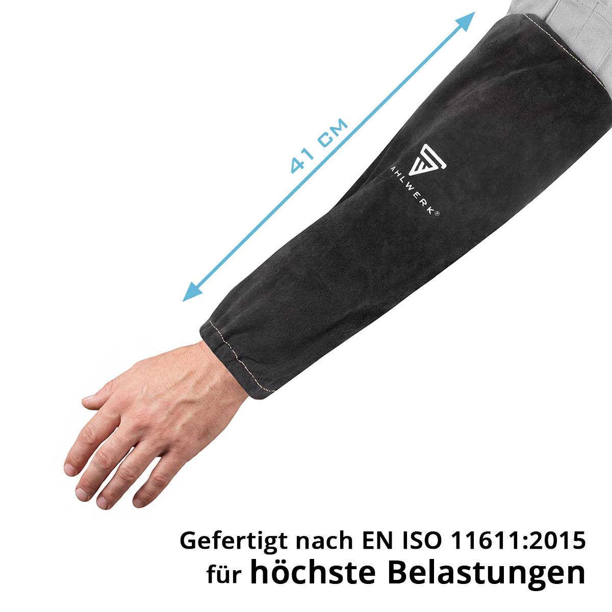STAHLWERK Schweißerärmel mit elastischem Bund aus hochwertigem Spaltleder