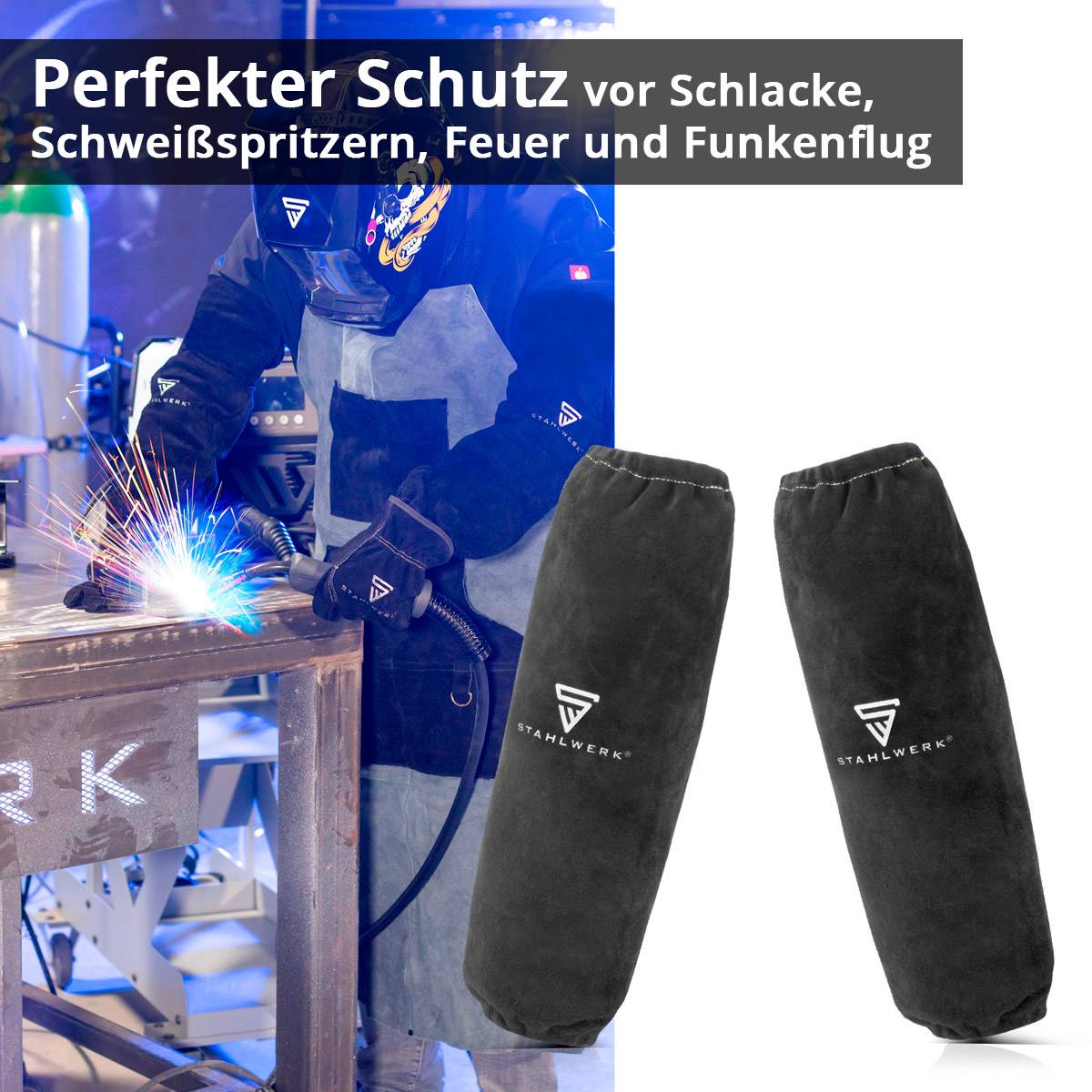 STAHLWERK Schweißerärmel mit elastischem Bund aus hochwertigem Spaltleder