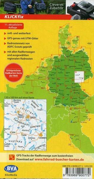 ADFC-Radtourenkarte 13 Saale /Westliches Erzgebirge 1:150.000, reiß- und wetterfest, E-Bike geeignet, GPS-Tracks Download