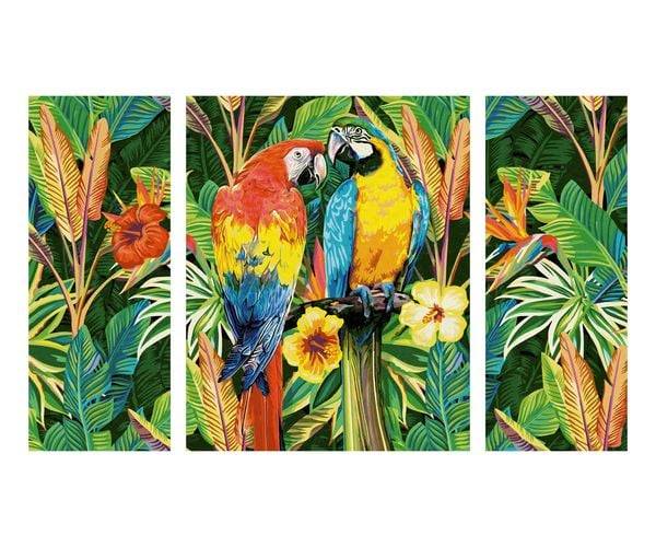 Schipper 609260853 - Malen nach Zahlen, Papageien im Regenwald, Triptychon, 50 x 80 cm