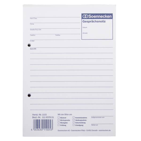 Gesprächsnotiz 1115 DIN A5 50 Blatt weiß