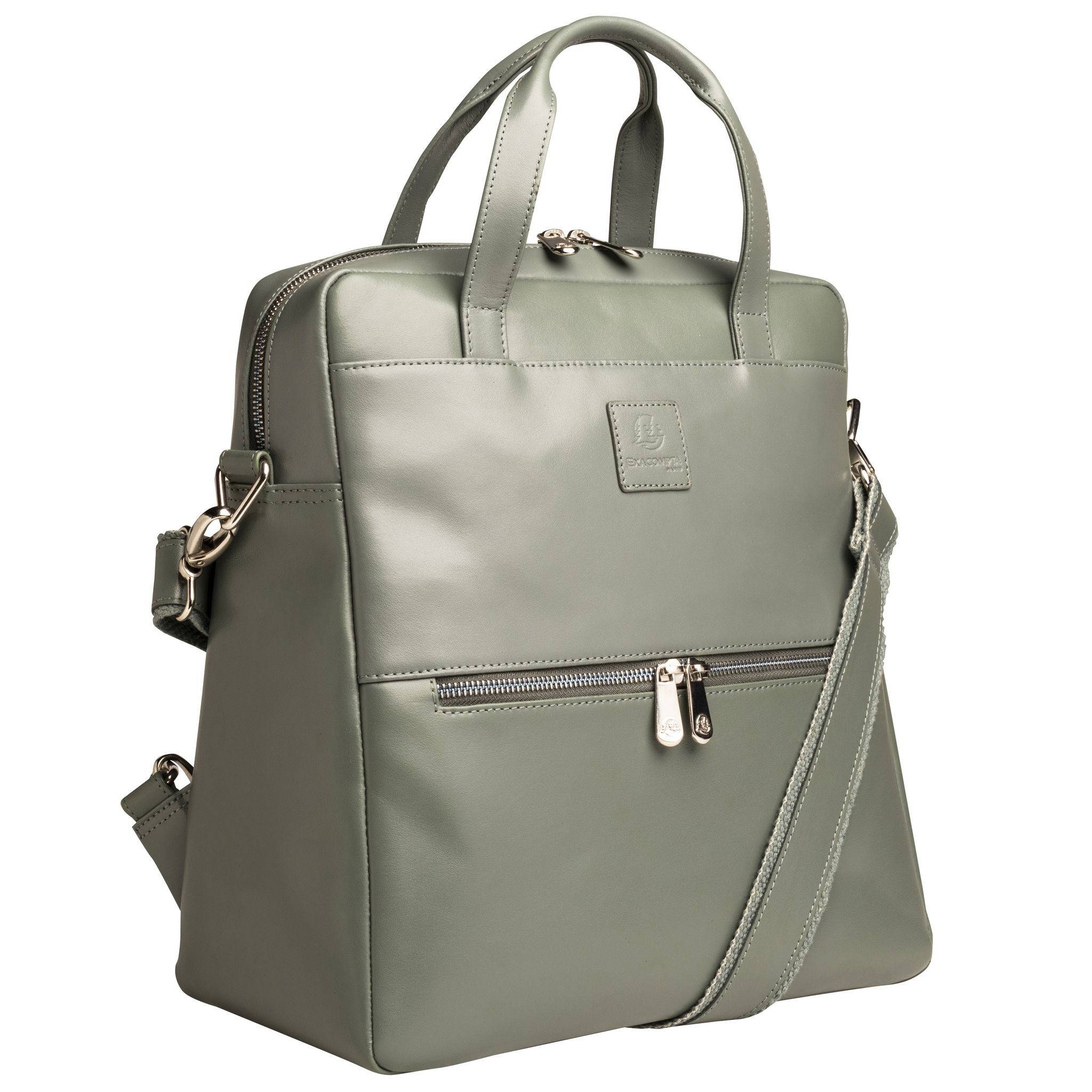 Exacompta Laptoprucksack Lady Exactive, Leder, 33x35x16 cm - Grau - 17236E