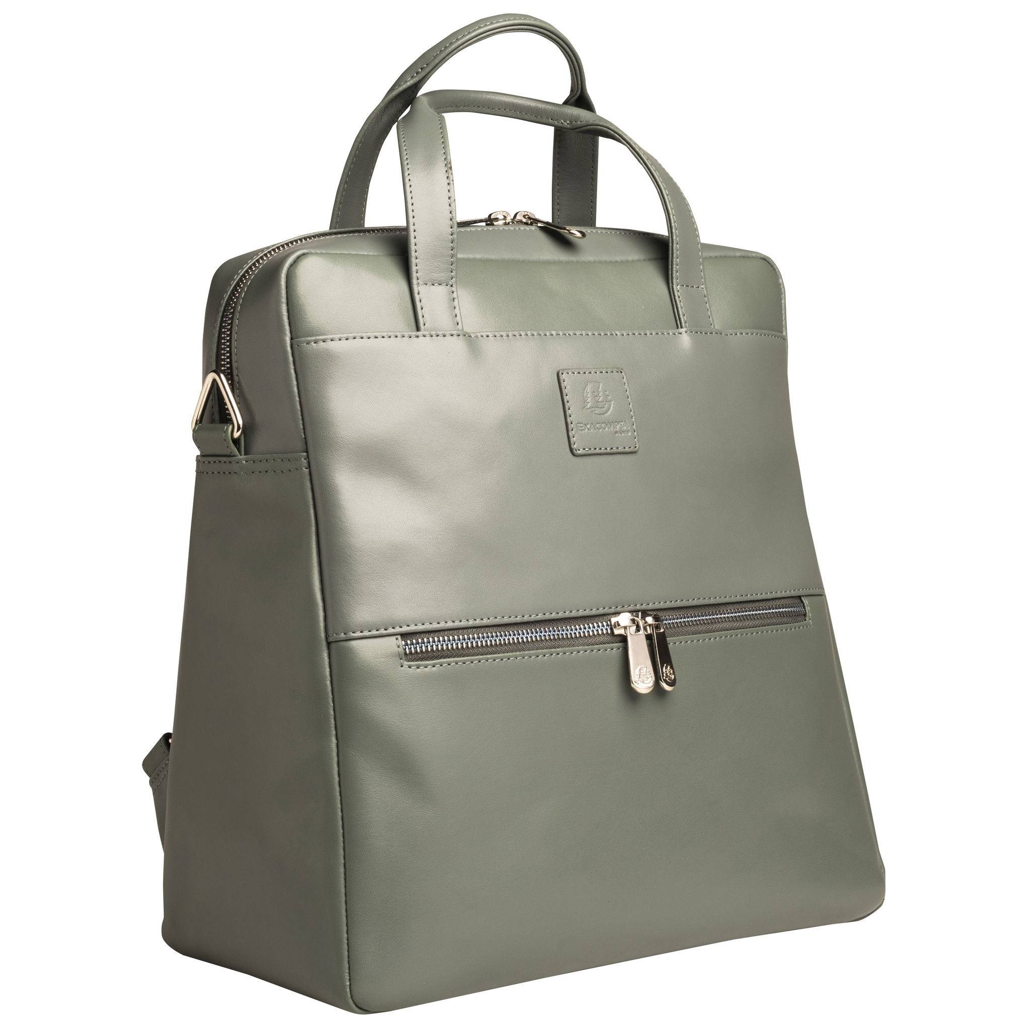 Exacompta Laptoprucksack Lady Exactive, Leder, 33x35x16 cm - Grau - 17236E