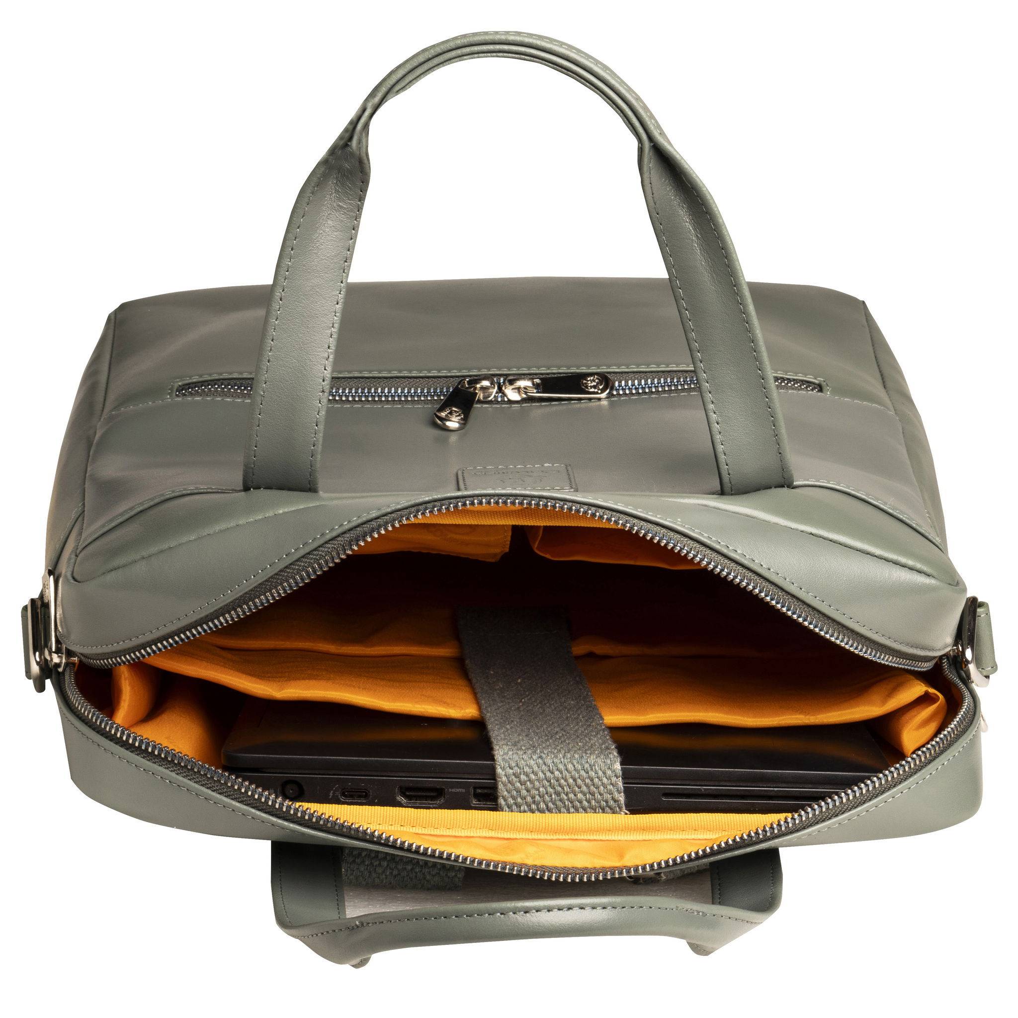 Exacompta Laptoprucksack Lady Exactive, Leder, 33x35x16 cm - Grau - 17236E