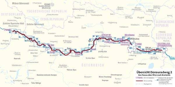 KOMPASS Fahrradführer Donauradweg 2, Von Passau über Wien nach Bratislava