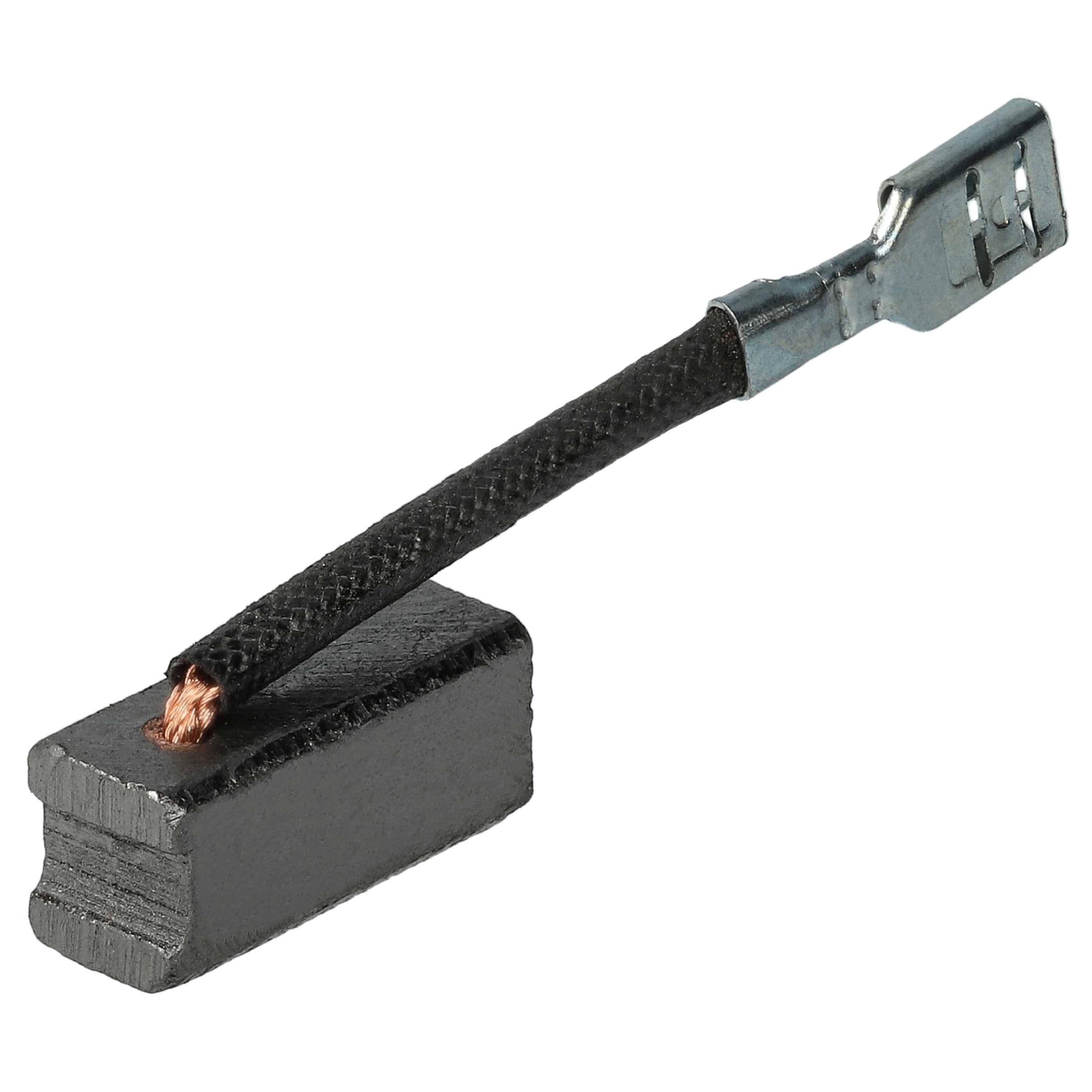 Eine Kohlebürste mit einem Metallstecker und freiliegendem Kupferdraht, die in Elektromotoren verwendet wird, um Strom zu übertragen.