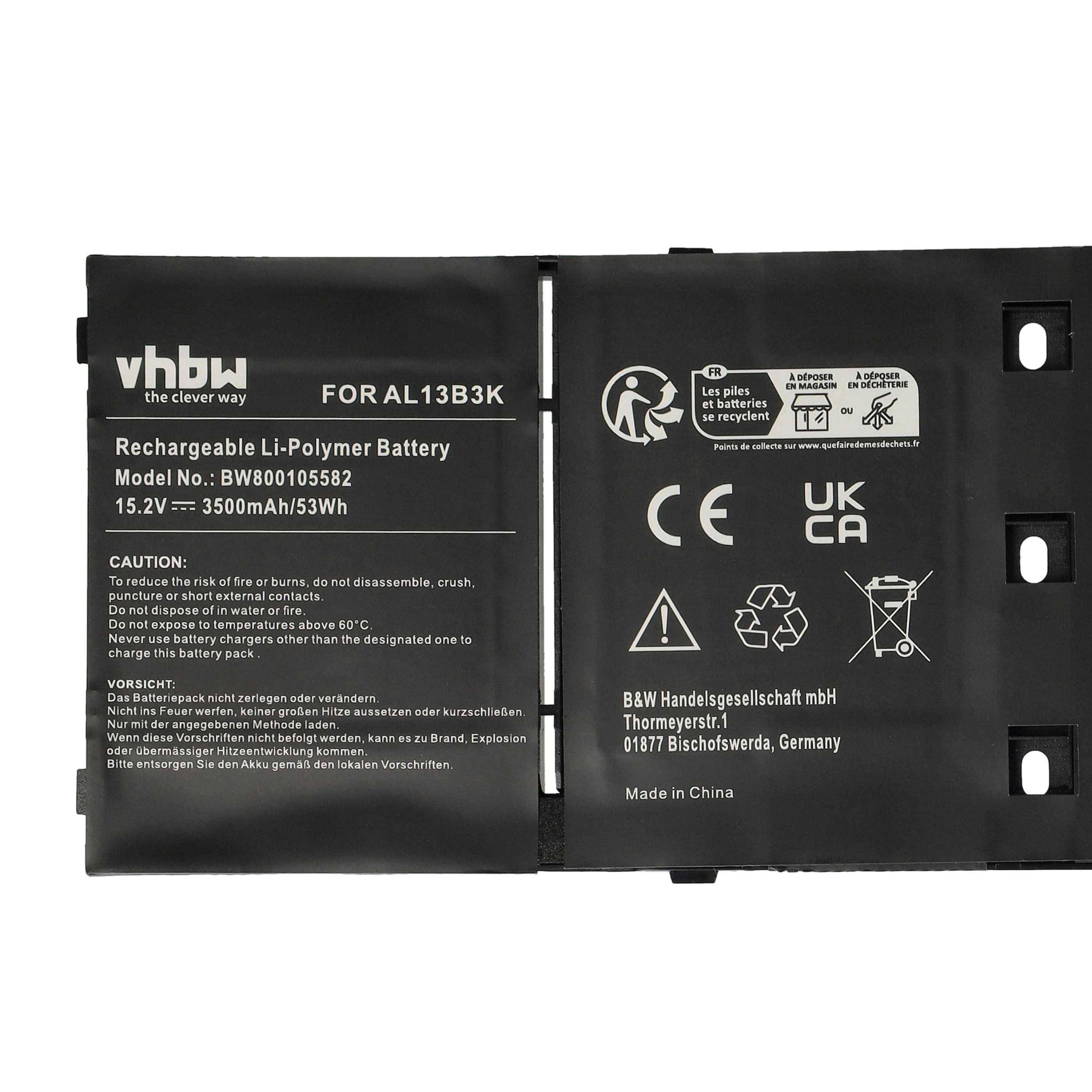 vhbw Akku kompatibel mit Acer Aspire V5-552PG-8555121TAII, V5-552PG-85556G50AMM Notebook (3500 mAh, 15,2 V, Li-Polymer)