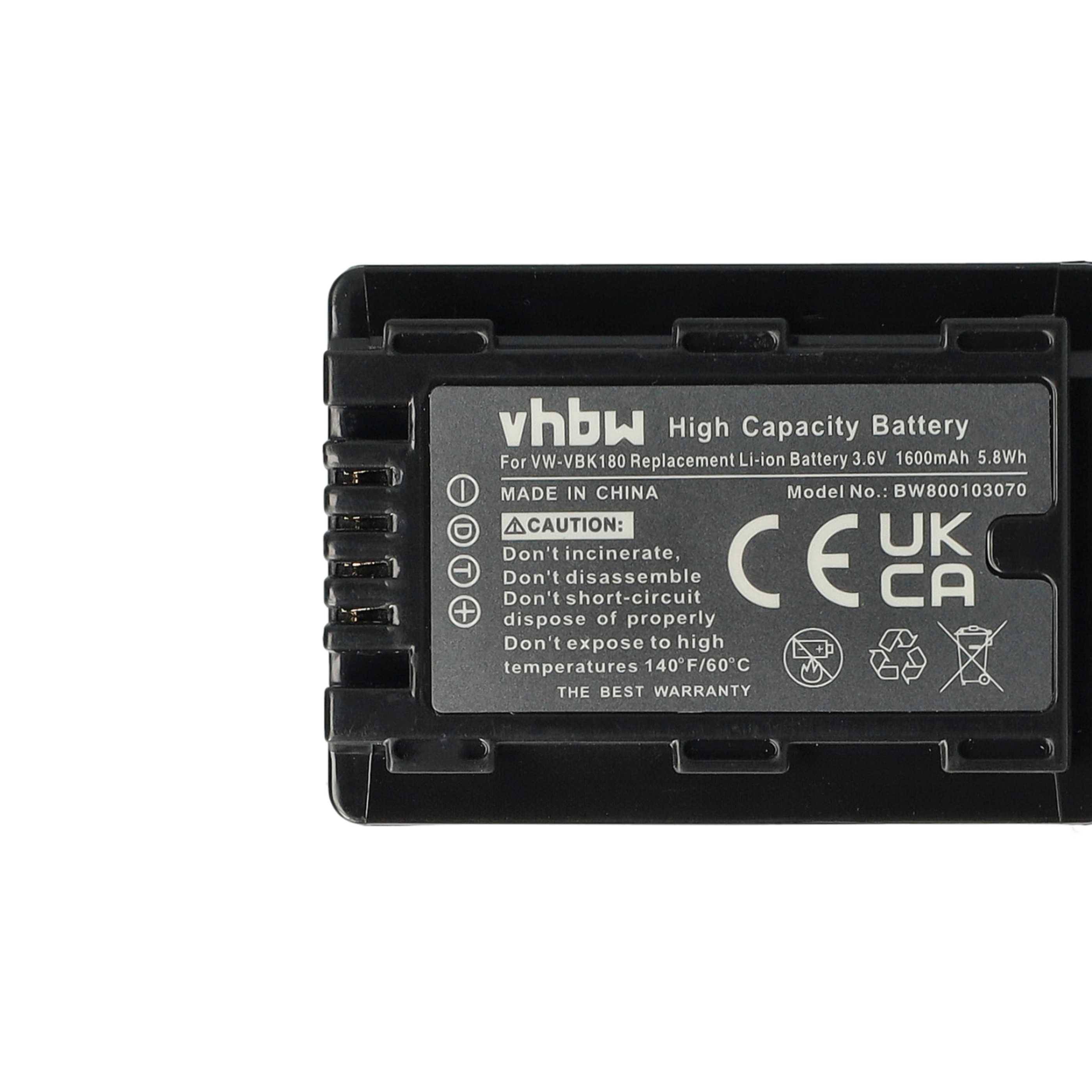 vhbw 3x Akku kompatibel mit Panasonic SDR-T70 Videokamera Camcorder (1600 mAh, 3,6 V, Li-Ion) + Infochip