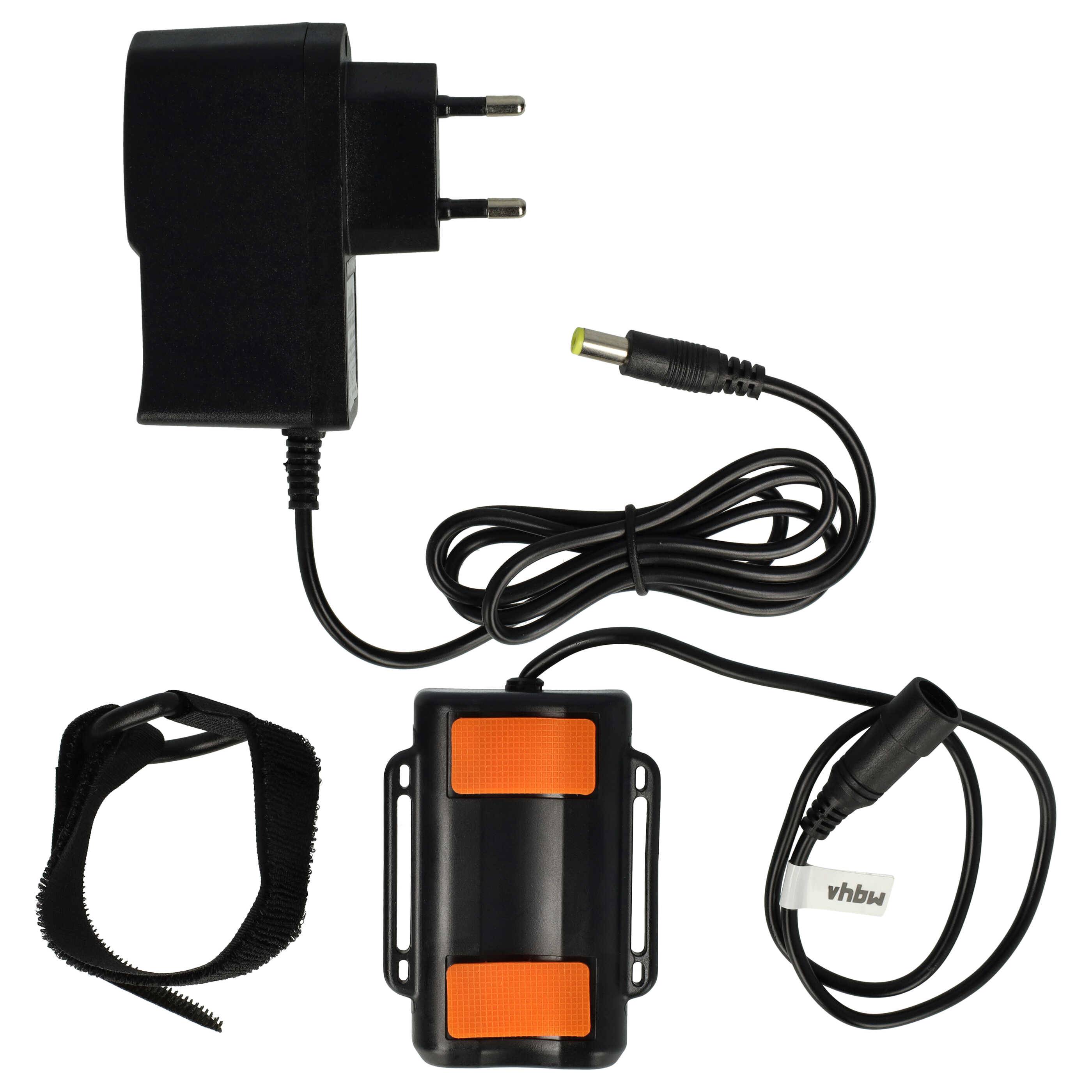 vhbw 1x Akkupack kompatibel mit Lupine SL Nano AF Fahrradlampen (6000 mAh, 8,4 V, Li-Ion) wasserdicht, Inkl. Ladegerät