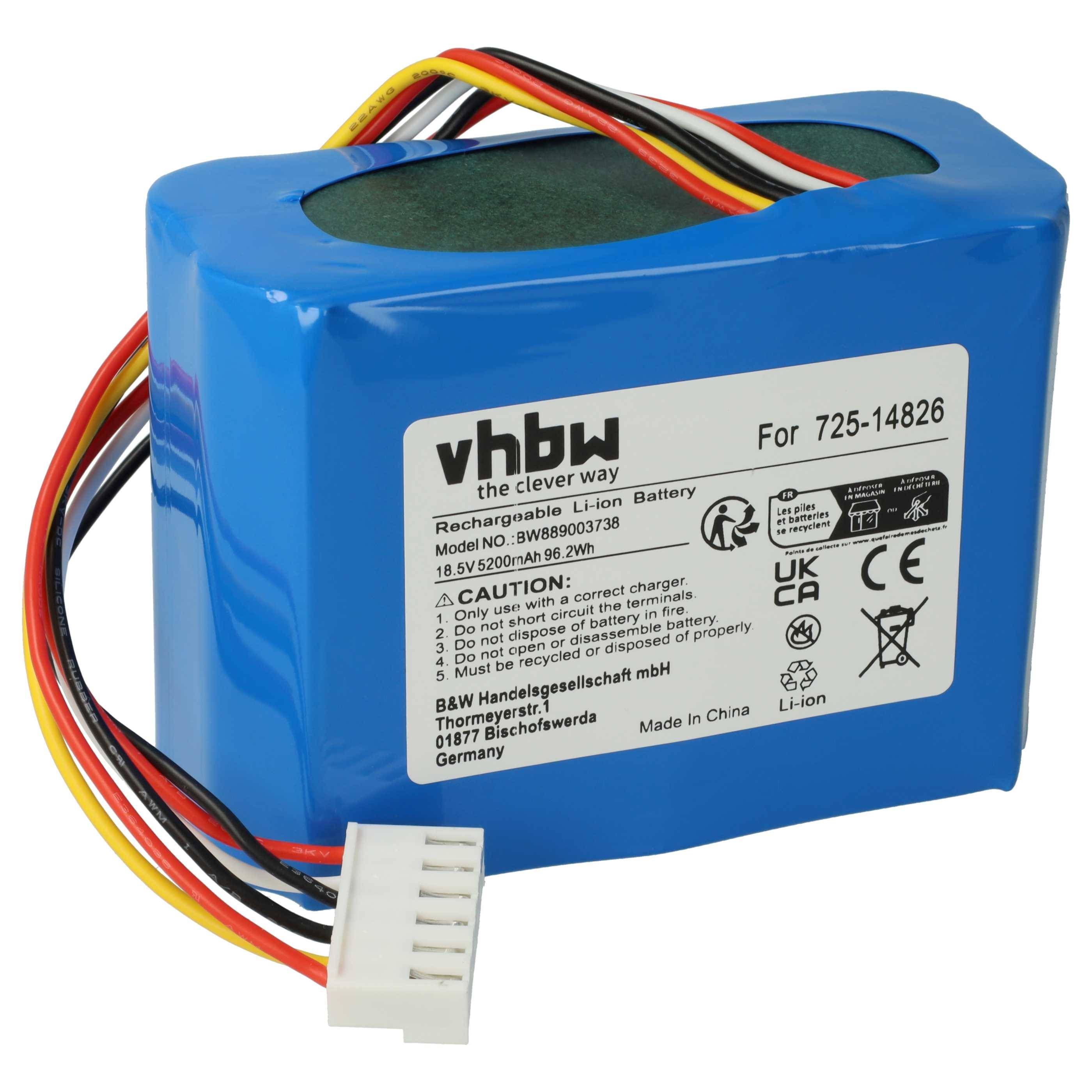vhbw Akku Ersatz für MTD 753-11203, 753-11204, 725-14826, 725-14827, 725-18426 für Rasenroboter (5200mAh 18,5V Li-Ion)