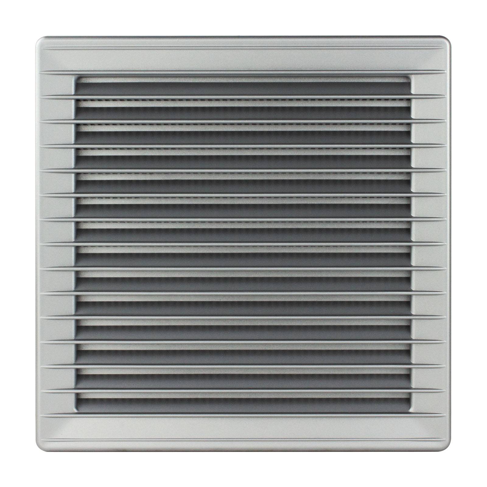 Lüftungsgitter eckig 170 x 170 Abluftgitter Lamellengitter Insektenschutz Gitter Ø 110 mm silber