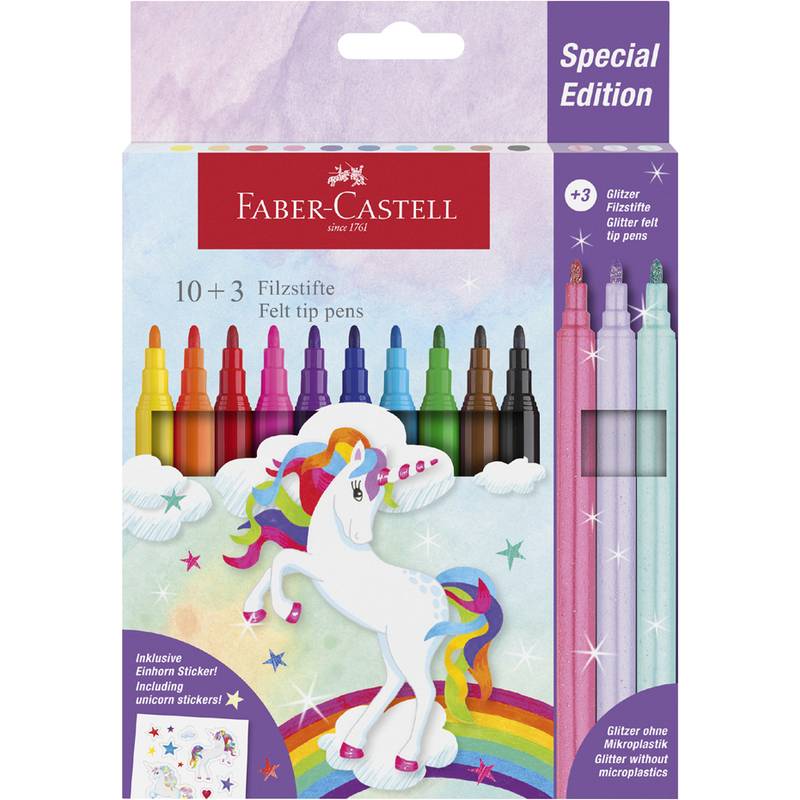 FABER-CASTELL Fasermaler Einhorn, 10+3 Kartonetui