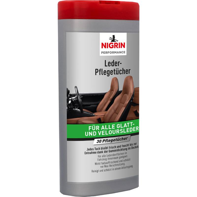NIGRIN Leder-Pflegetücher, Spenderbox